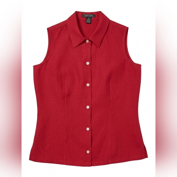 Harold's Tops - Like New Vintage Y2K Harold's Sleeveless Linen Top, Vibrant Red, Size 4